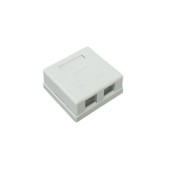 Caja de pared con 2 puertos, incluye 2 jacks STP Cat5e Keystone Caja de pared con 2 puertos, incluye 2 jacks STP Cat5e Keystone