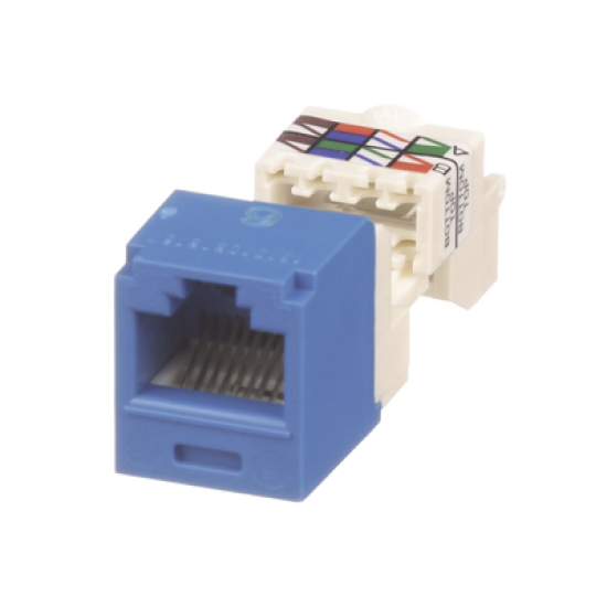 Conector Jack RJ45 Estilo TP, Mini-Com, Categoría 6, de 8 posiciones y 8 cables, Color Azul