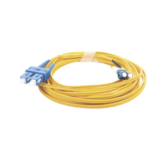 Jumper de Fibra Óptica Monomodo 9/125 LC/UPC-SC/UPC, PVC, 2.0 mm, Dúplex, amarillo, 5 metros