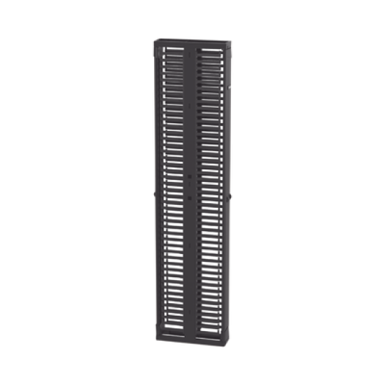 Organizador Vertical PatchRunner™, Doble (Frontal y Posterior), Para Rack Abierto de 45 Unidades, 6in de Ancho, Color Negro