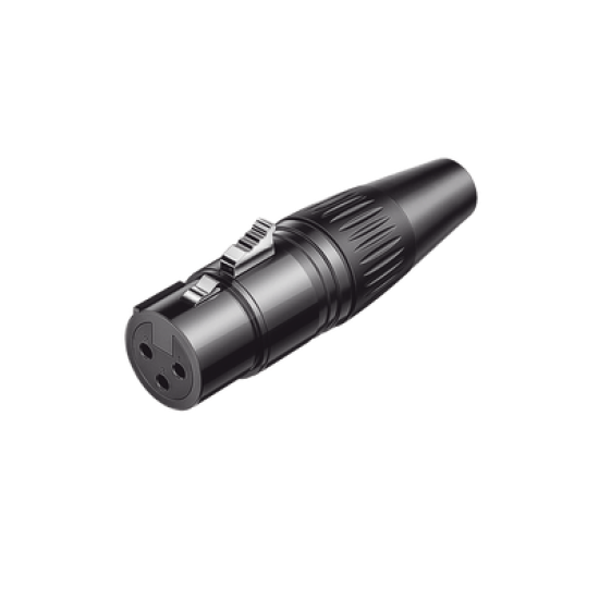Conector de Audio XLR Tipo Canon Hembra / PVC / ABS / Aleación Zinc / Anti Oxidante / Anti Caida / Sin Aflojarse /Apertura Ajustable de 6.0 a 7.0 mm / Soldable