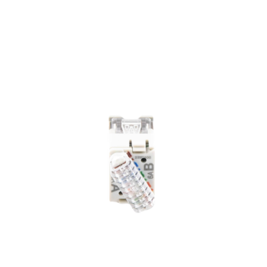 Jack UltraMAX Cat6A, UTP, Montaje híbrido en Placa de Pared (Plano y Angulado), Color Gris, Punch Down