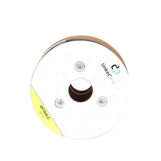 Carrete de Fibra Óptica Monomodo con conectores LC-LC Duplex, Reforzada con Kevlar, de 150 metros, Para instalaciones subterráneas por tubería