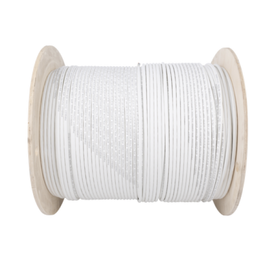 Bobina de Cable Blindado S/FTP de 4 pares, Cat7, Inmune a Ruido e Interferencias, LSZH (Bajo humo, Cero Halógenos), Color Blanco, Bobina de 500 m