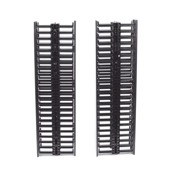 Organizador Vertical NetRunner, Sencillo (Solo Frontal), Para Rack Abierto de 45 Unidades, 4.9in de Ancho, Color Negro