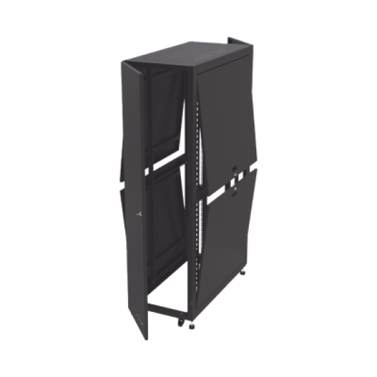 Gabinete Profesional para Telecomunicaciones de 45UR, 1200 mm Profundidad, Incluye 2 Organizadores Verticales de 45 Unidades de Rack, Se envía el Gabinete Armado.