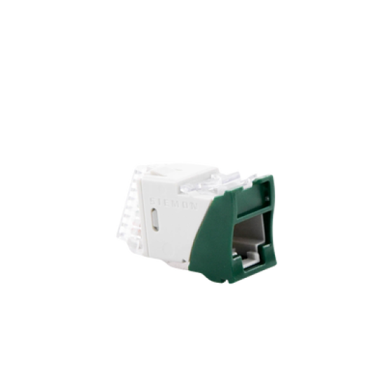 Jack UltraMAX Cat6A, UTP, Montaje híbrido en Placa de Pared (Plano y Angulado), Color Verde, Punch Down