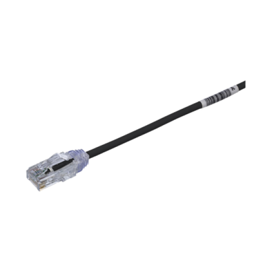 Cable de Parcheo TX6, UTP Cat6, Diámetro Reducido (28AWG), Color Negro, 1ft 