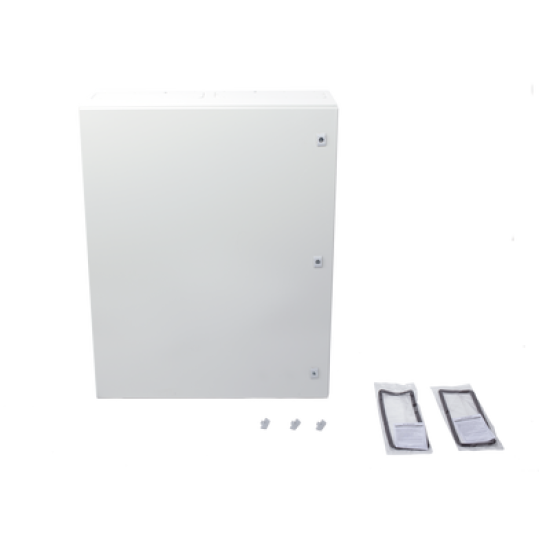 Gabinete de Acero IP66 Uso en Intemperie (800 x 1000 x 300 mm) con Placa Trasera Interior Metálica y Compuerta Inferior Atornillable (Incluye Chapas y Llaves T).