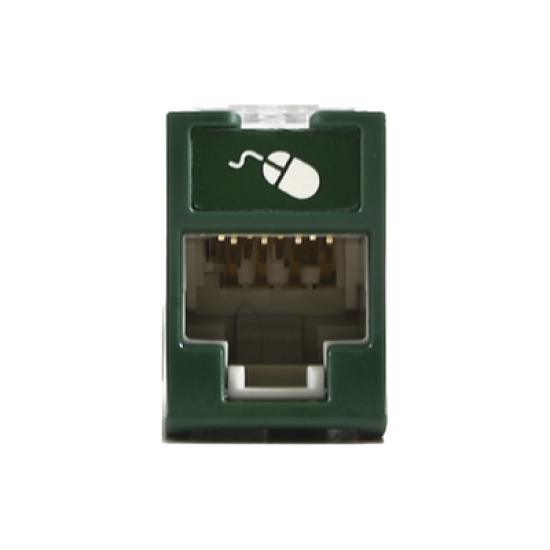 Jack UltraMAX Cat5e, UTP, Montaje híbrido en Placa de Pared (Plano y Angulado), Color Verde, Punch Down