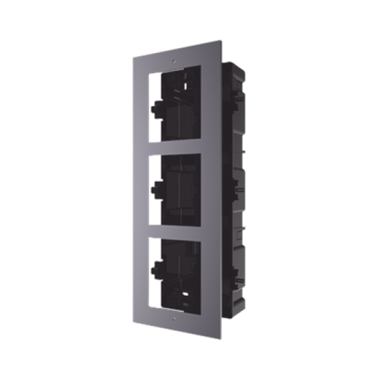 Base de 3 Espacios para EMPOTRAR Módulos de Videoporteros Hikvision