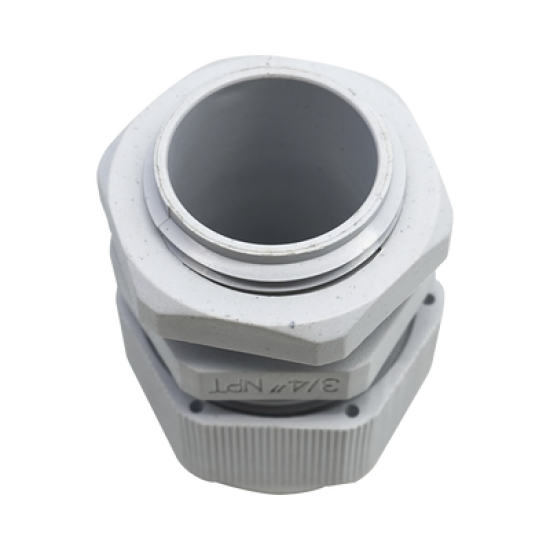 Conector Plástico Blanco Tipo Glándula para Rosca NPT 3/4