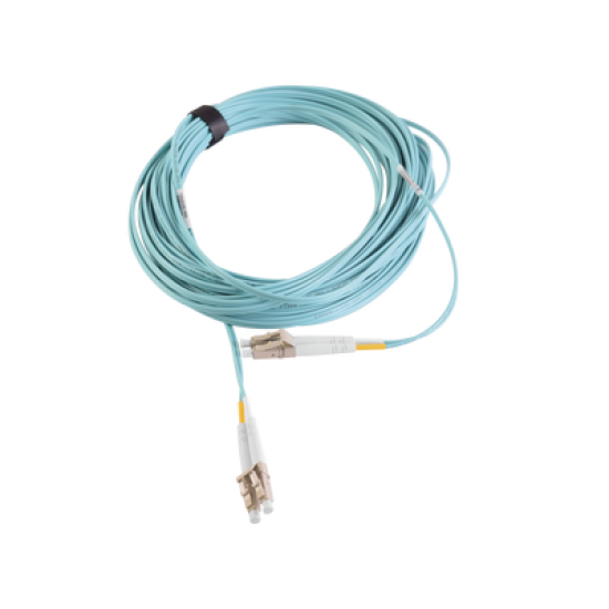 Jumper de Fibra Óptica Multimodo 50/125 XGLO OM3, LC-LC Duplex, OFNR, Color Aqua, 10 Metros