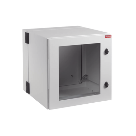 Gabinete Industrial ProTek de Puerta con Ventana, Protección NEMA Tipo 4/12/4X; IP55; IK10, Abatible, Fabricado en Acero, 12 UR, Color Gris Claro