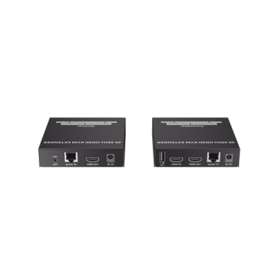 Kit Extensor KVM (HDMI y USB) hasta 120 metros | Transmite el Video y Controla tu DVR vía USB a distancia | Soporta resolución 4K @60Hz | Cat 6, 6a y 7 | Salida Loop en el Tx para visualización local  