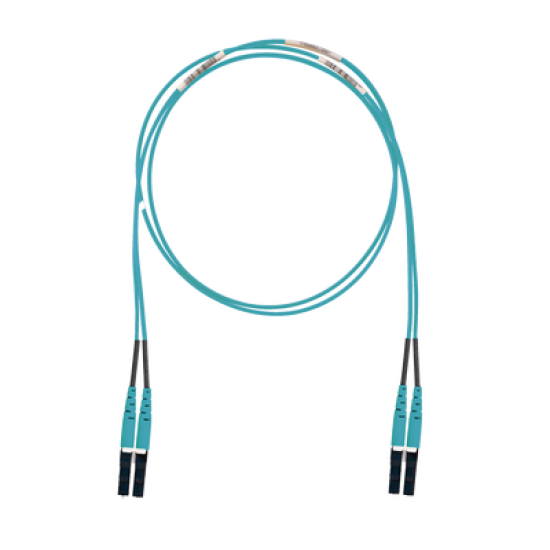 Jumper de Fibra Optica Multimodo 50/125 OM3, LC-LC Duplex, LSZH (Cero Halógenos), Color Aqua, 1 Metro