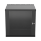 Gabinete PanZone de Montaje en Pared, de 19in, Puerta con Ventana de Seguridad, 12 UR, 635mm de Profundidad, Color Negro