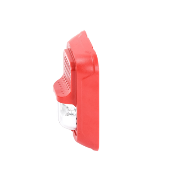 Sonorizador Tipo Chime con Lámpara Estroboscópica a 2 Hilos, Montaje en Pared, Color Rojo, con Configuración Estroboscópica Seleccionable, Nuevo Diseño Moderno y Elegante y Menor Consumo de Corriente