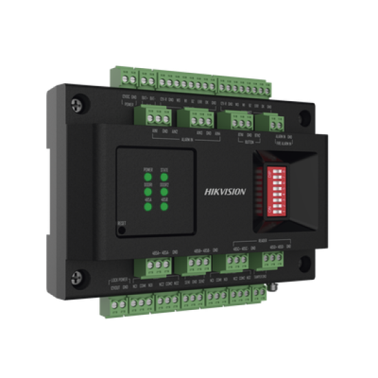 Expansor de 2 Puertas para Paneles de Control de Acceso DS-K27 Series / Comunicación RS-485 / 4 Entradas y 2 Salidas Auxiliares