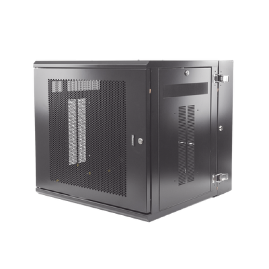 Gabinete PanZone de Montaje en Pared, de 19in, Puerta Ventilada, 12 UR, 635mm de Profundidad, Color Negro