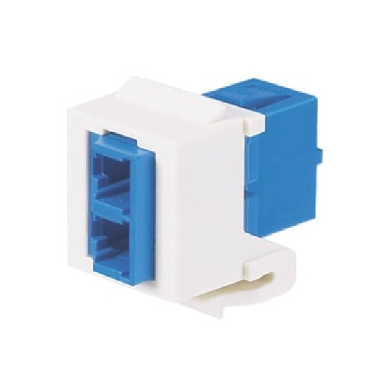 Módulo Acoplador LC Duplex, para Fibra Óptica Monomodo OS1/OS2, Tipo Keystone, Color Blanco Mate Módulo Acoplador LC Duplex, para Fibra Óptica Monomodo OS1/OS2, Tipo Keystone, Color Blanco Mate