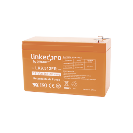 Batería 12 V / 9.5 Ah / UL / Tecnología AGM-VRLA / Vida útil promedio de 5 años / Retardante a la Flama /  Uso en equipo electrónico, Alarmas de Intrusión / Incendio/ Control de acceso / Video Vigilancia / Termina