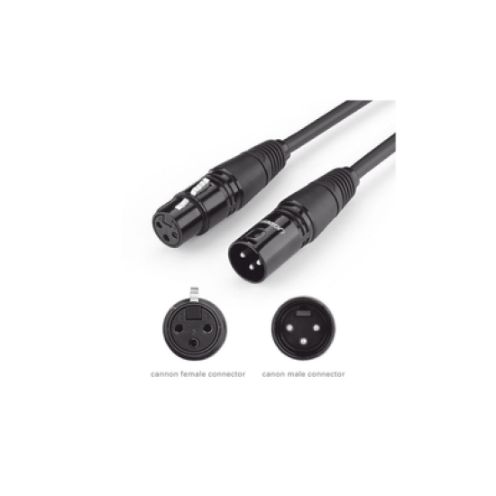 Cable para Micrófono XLR Tipo Canon Macho a Hembra / 10 Metros / Plug & Play / Antiinterferencias / Triple Blindaje / Alta Calidad / Color Negro