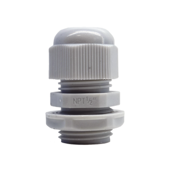 Conector Plástico Blanco Tipo Glándula para Rosca NPT 1/2