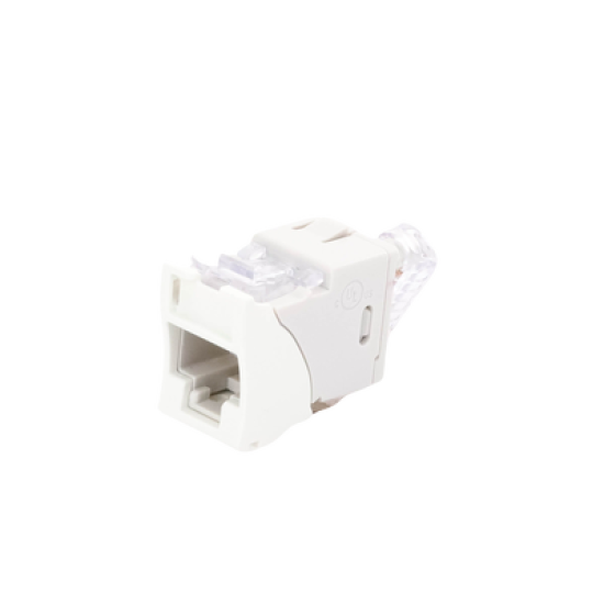 Jack UltraMAX Cat6A, UTP, Montaje híbrido en Placa de Pared (Plano y Angulado), Color Blanco, Punch Down