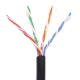 Bobina de 1000 ft ( 305 m ) Cat5e con gel para exterior, color Negro, para aplicaciones en sistemas de redes de datos y cableado estructurado.Uso intemperie.