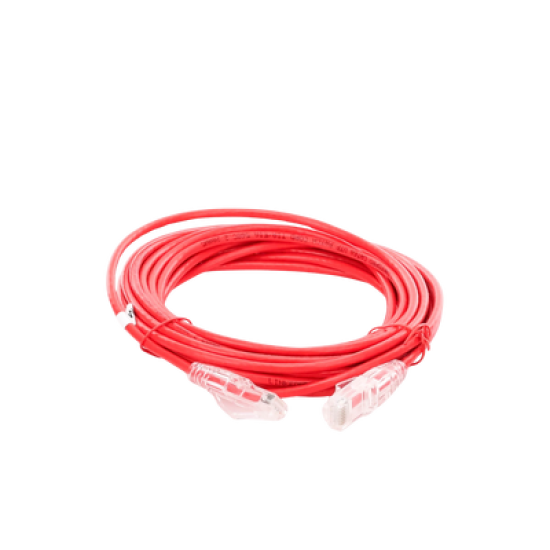 Cable de Parcheo Slim UTP Cat6A - 5 m Rojo, Diámetro Reducido (28 AWG