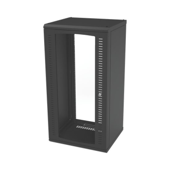 Gabinete para Montaje en Pared, Puerta de Cristal Templado, Cuerpo Fijo con Rack 19
