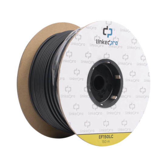 Carrete de Fibra Óptica Monomodo con conectores LC-LC Duplex, Reforzada con Kevlar, de 150 metros, Para instalaciones subterráneas por tubería