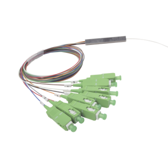Splitter (Divisor Óptico) tipo PLC, de 1x8, conectores SC/APC de salida