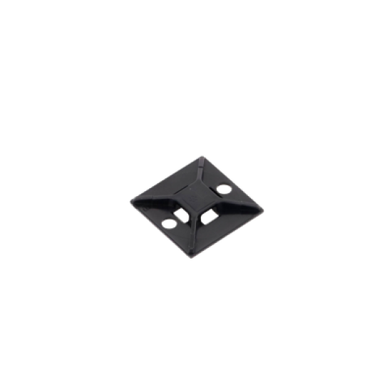 Montaje-Sujetador Para Cable de 4 vías, con Adhesivo Acrilico, 25.4 x 25.4mm (1in x 1in), Color Negro, Uso en Exterior, 1 pieza