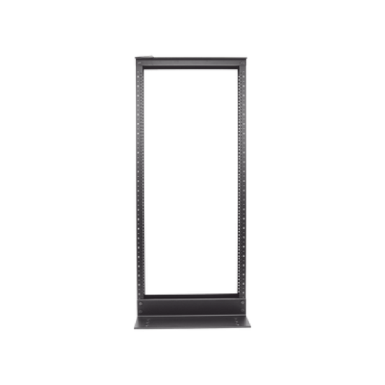 Rack de Dos Postes Estándar de 19 in, Rieles Numerados y Roscados #12-24, Fabricado en Aluminio, 24 Unidades de Rack, Color Negro