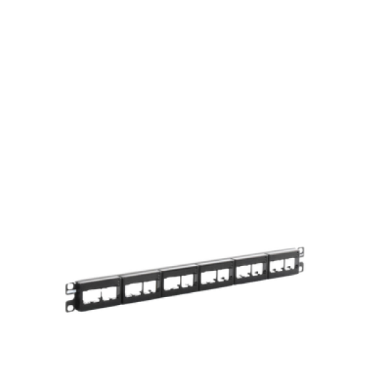 Panel de Parcheo Modular Mini-Com (Sin Conectores), Plano, Sin Blindaje, Con Etiqueta y Cubierta, de 24 puertos, 1UR