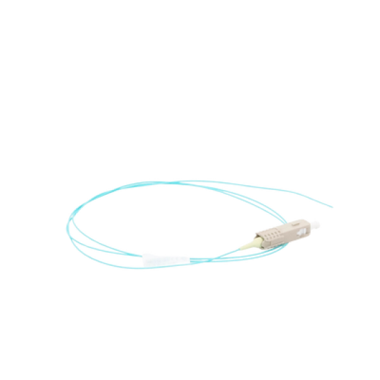 Pigtail de Fibra Óptica LC Simplex, Multimodo OM3 XGLO 50/125, OFNR, Color Aqua, 1 Metro