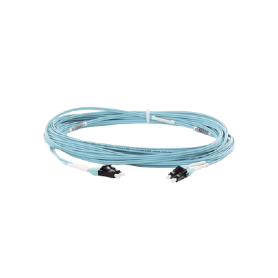 Jumper de Fibra Optica Multimodo 50/125 OM4, LC-LC Duplex, OFNR (Riser), Color Aqua, 10 Metros