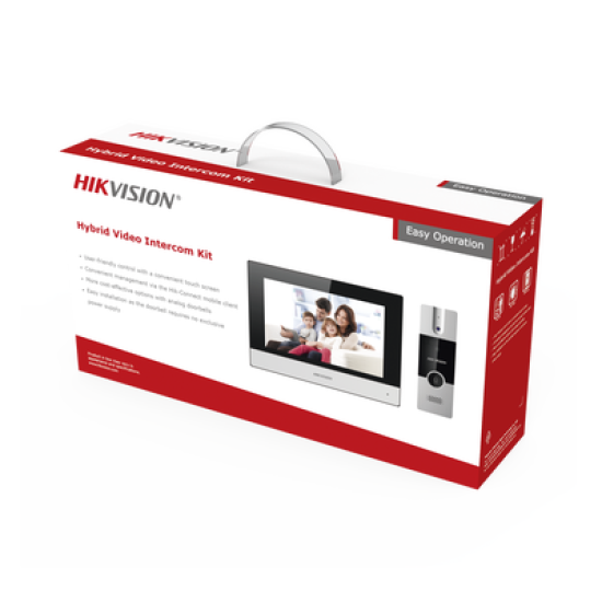 Kit de Videoportero Analógico de Plastico / IP a 4 Hilos con Función de Llamada a App Hik-Connect / Monitor se Conecta a Internet por Cable o WiFi y por 4 Hilos al Frente de Calle / Expandible a Mas Equipos 