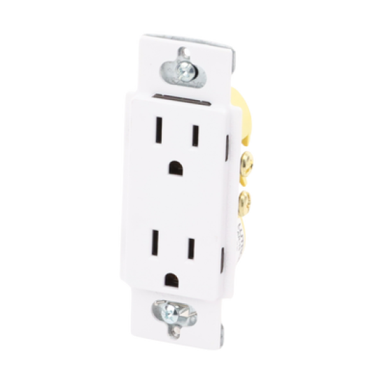Tomacorriente receptáculo convencional  120V, 15A, color blanco.