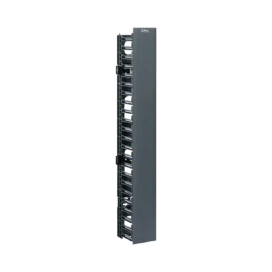 Organizador Vertical NetRunner, Sencillo (Solo Frontal), Para Rack Abierto de 45 Unidades, 4.9in de Ancho, Color Negro
