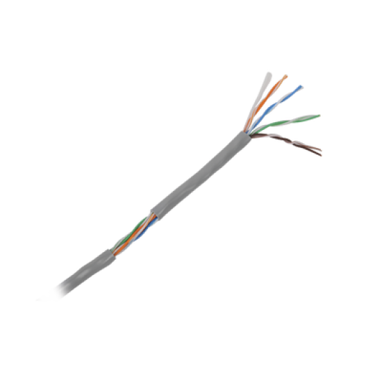 Bobina de cable de 305 m ( 1000 ft ) Cat5e, Aleación de Cobre y Aluminio ( CCA ), color Gris, Uso Interior. 