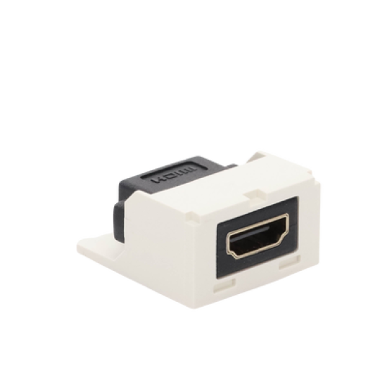 Módulo Acoplador HDMI 2.0, Hembra a Hembra Tipo-A, Categoría 2, Uso en 2 Puertos Mini-Com, Color Blanco Mate