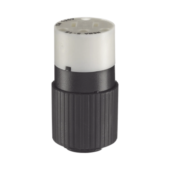 Conector de 15 A 125 V CA/ 2 Polos 3 Hilos/ Grado Industrial/ Color  Blanco y Negro/ NEMA 5-15R.