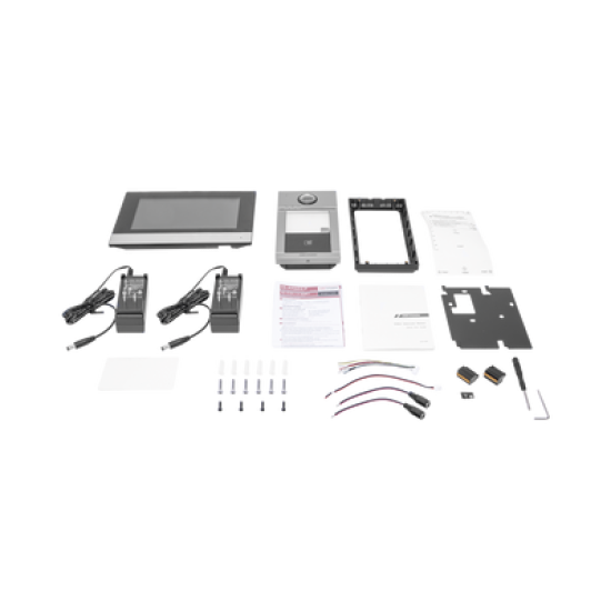 Kit de Videoportero IP PoE Estandar con llamada a App de Smartphone (Hik-Connect) / Apertura con Tarjeta MIFARE / Frente de calle IK08 & IP65 / Soporta 2 puertas