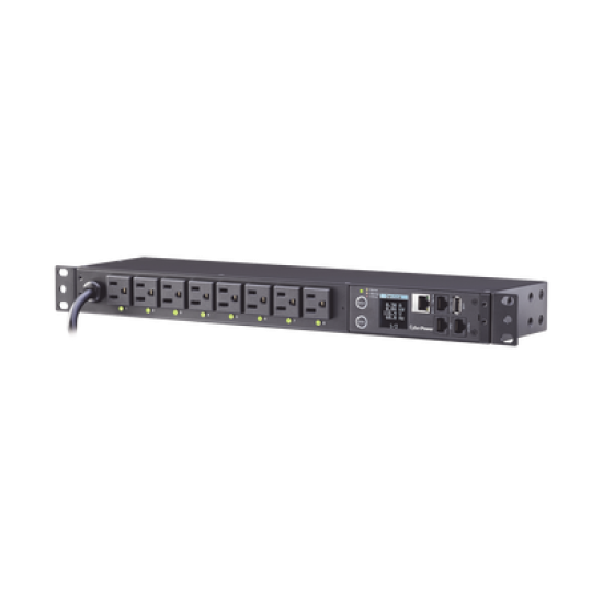 PDU Switchable por Toma, Para Distribución de Energía, Entrada 120 Vca NEMA 5-15P, Con 8 Salidas NEMA 5-15R, Horizontal 19in, 1UR