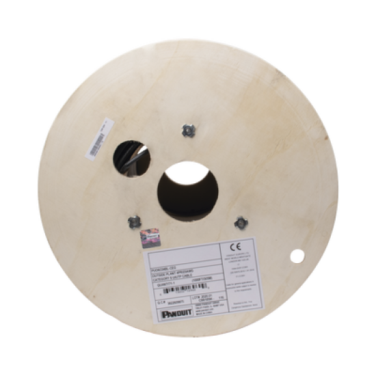 Bobina de Cable UTP de 4 Pares, PanNet, Para Exterior con Gel, Cat6 (23 AWG), Industrial para Climas Extremos, Color Negro, 305 m