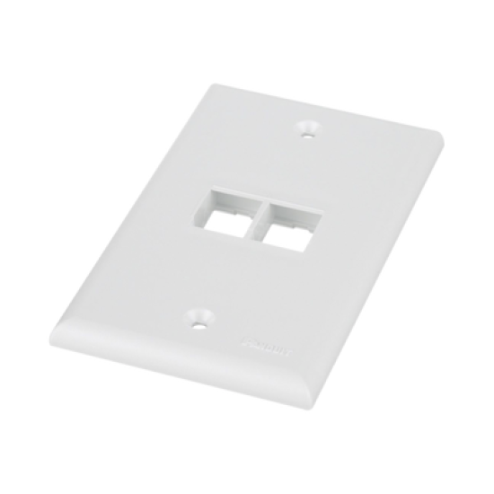 Placa de Pared Vertical, Salida Para 2 Puertos Keystone, Color Blanco