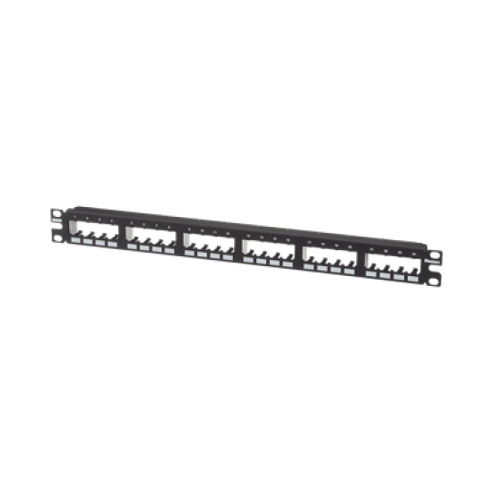 Panel de Parcheo Modular Mini-Com (Sin Conectores), Plano de Instalación al Ras, Sin Blindaje, de 24 puertos, 1UR